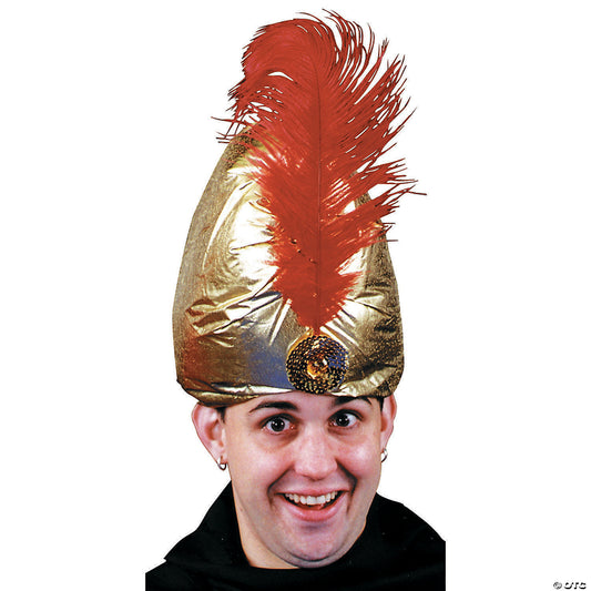 Adults Deluxe Gold Turban with Red Plume