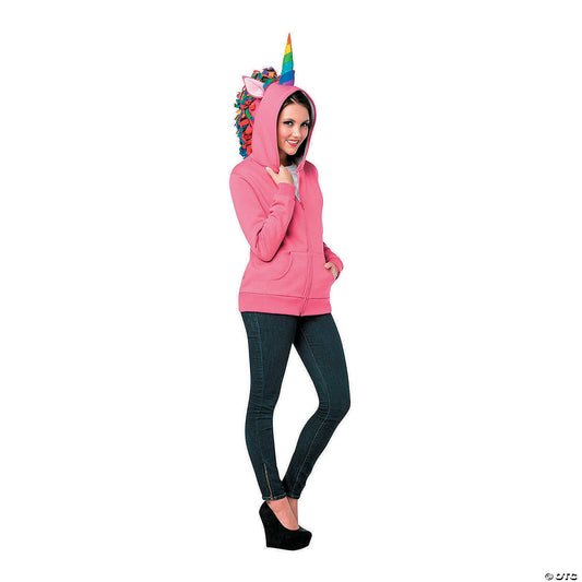 Women's Pink Unicorn Hoodie Costume - Large