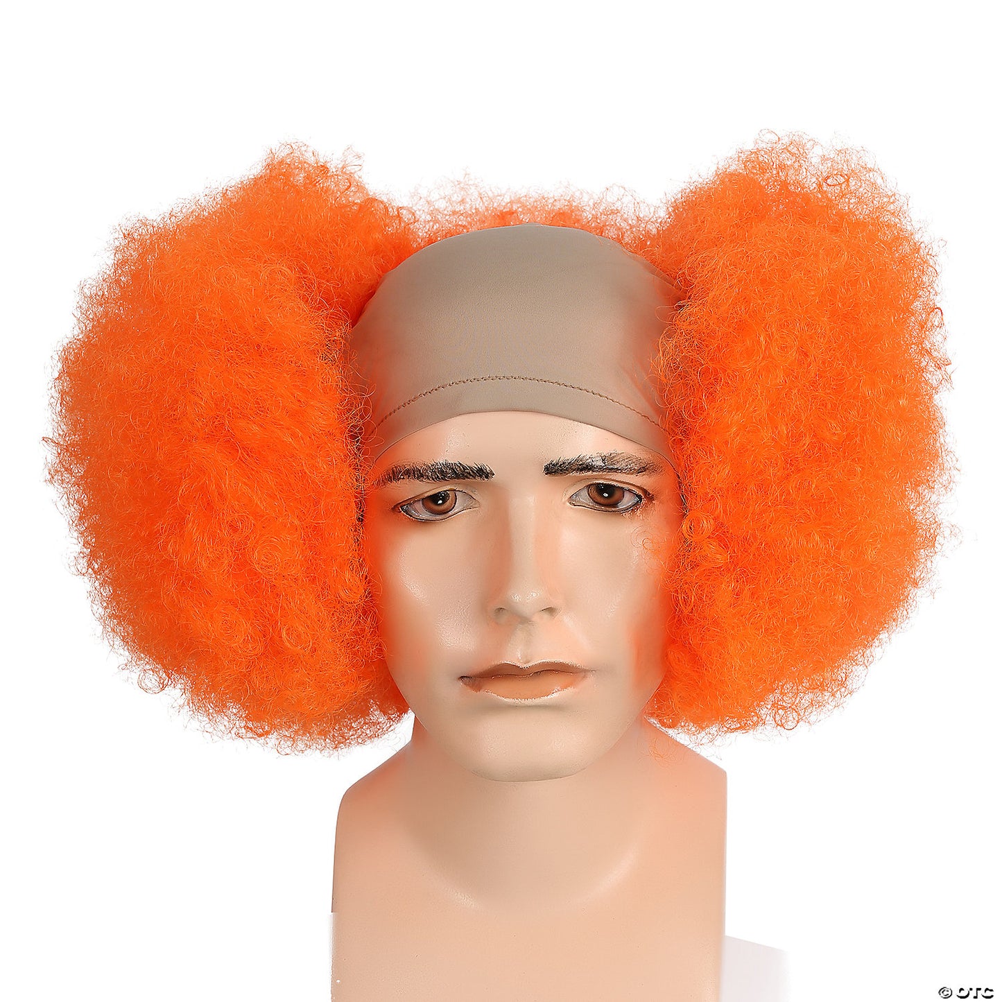 Adults Orange Bald Curly Clown Wig with Cloth Top