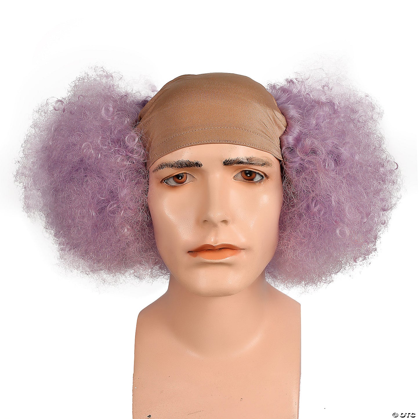 Adults Orange Bald Curly Clown Wig with Cloth Top