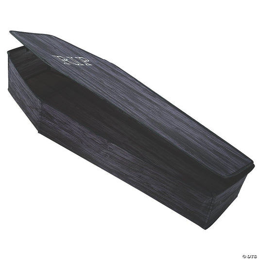 60" Wooden-Look Black Coffin With Lid Halloween Decoration