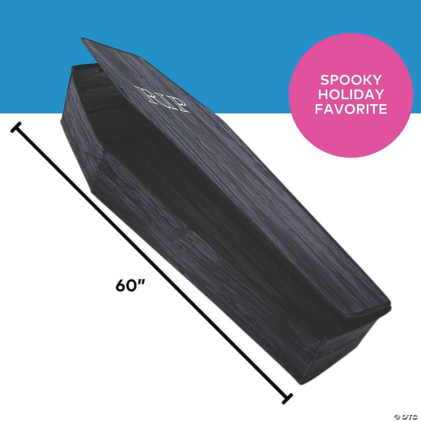 60" Wooden-Look Black Coffin With Lid Halloween Decoration