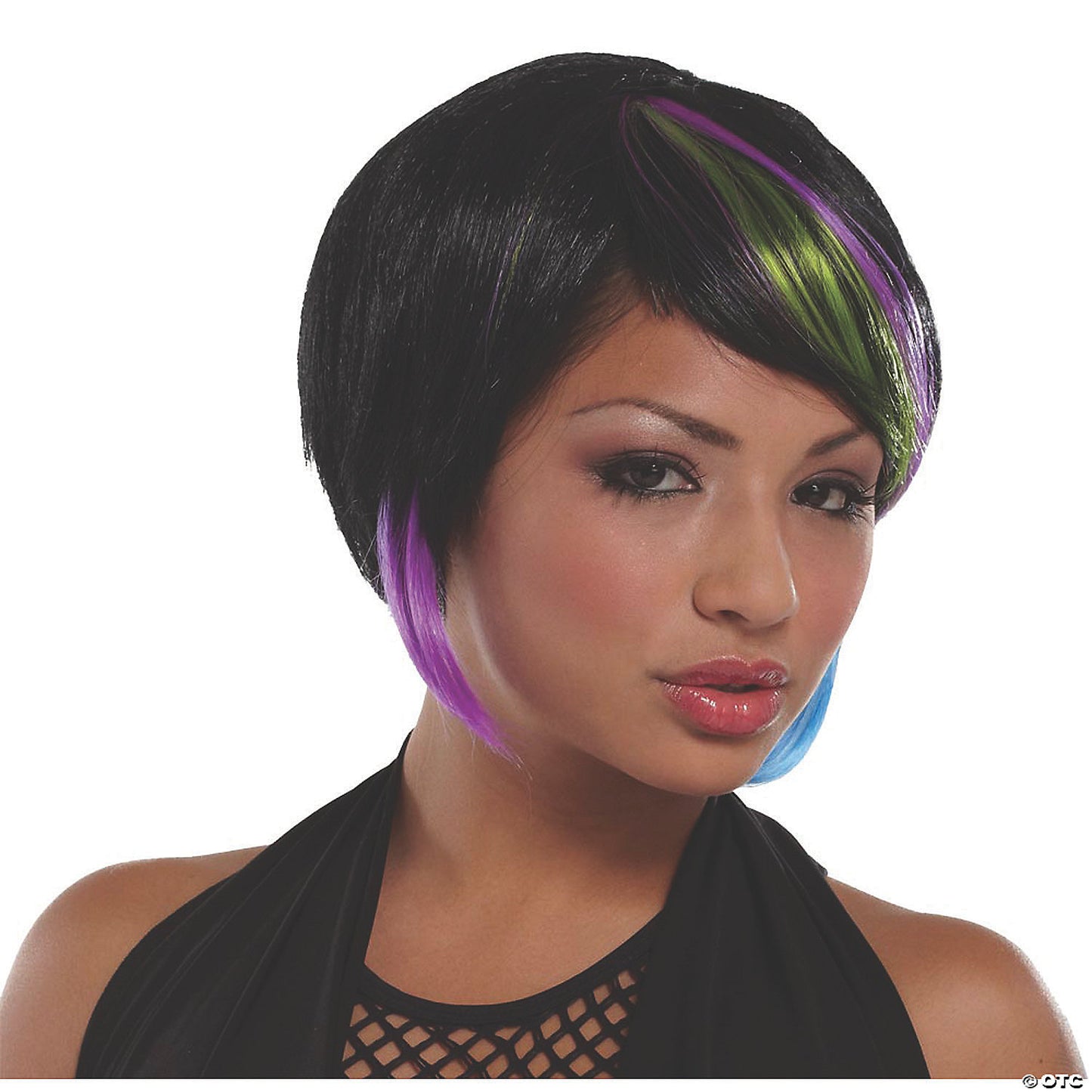 New Rave Wig Black Lime Blue