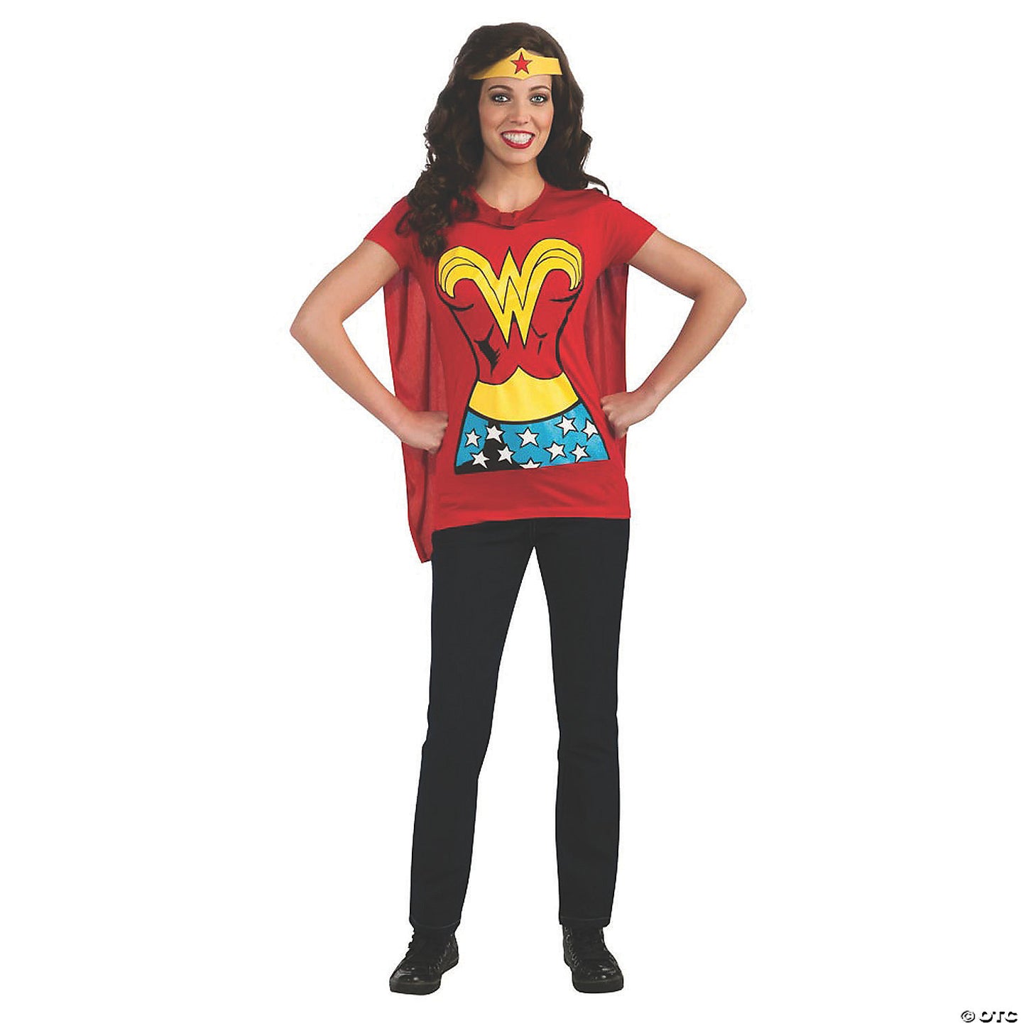 Women’s Wonder Woman™ Shirt Costume with Cape - Extra Large