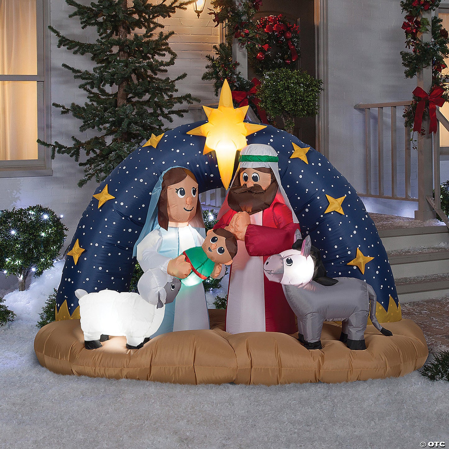 Airblown Snowy Night Nativity