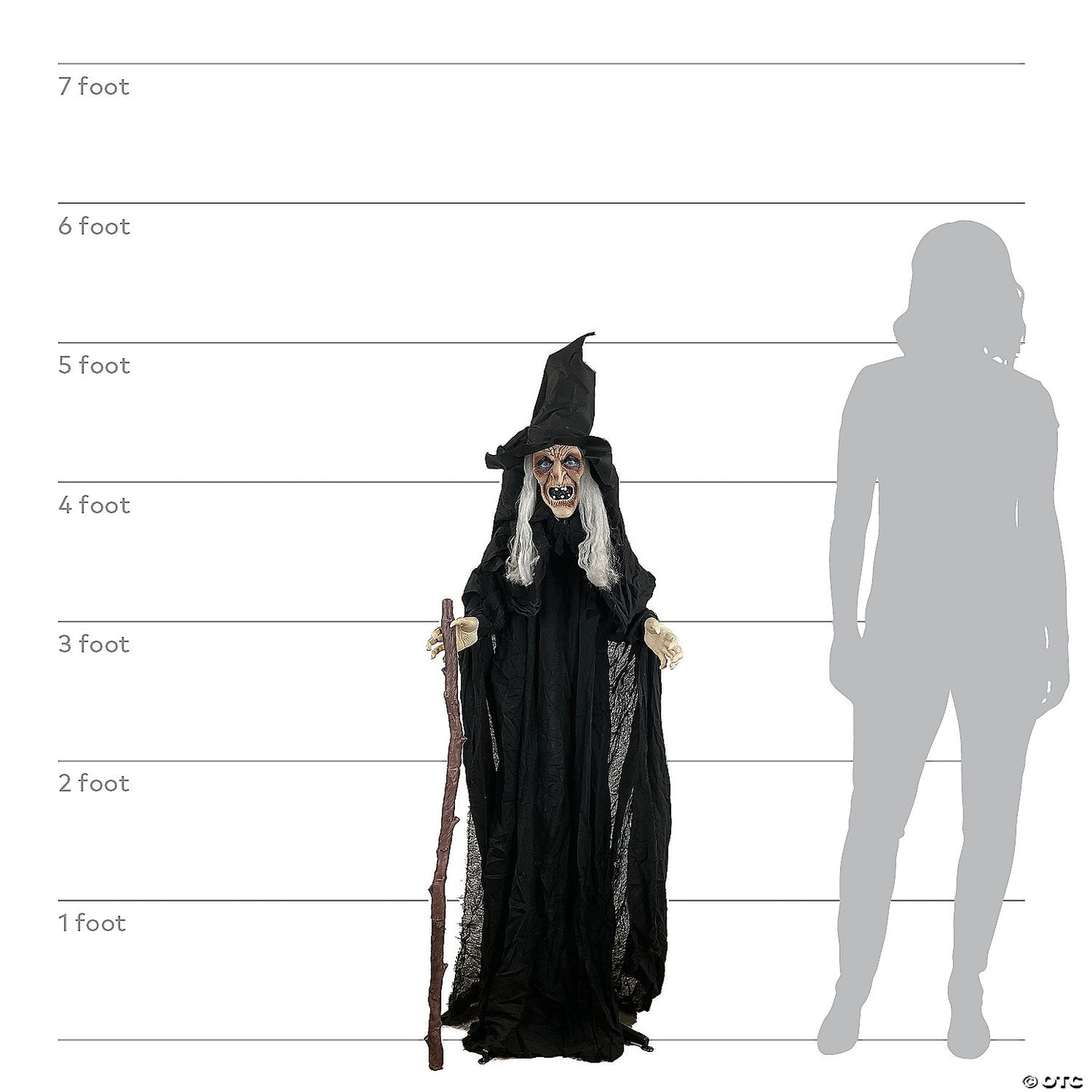 Witch Animated W Cane 72in