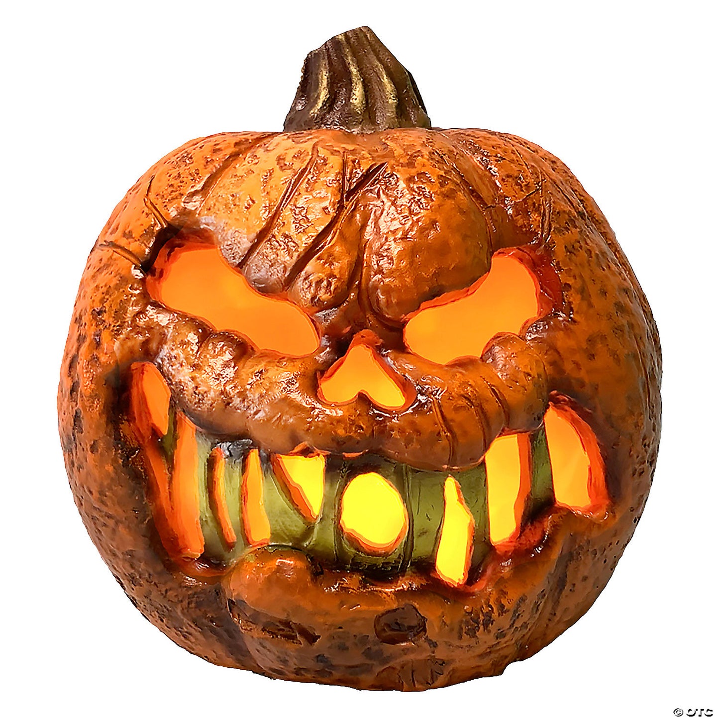 8" Rotten Flaming Pumpkin™ With Timer Halloween Decoration