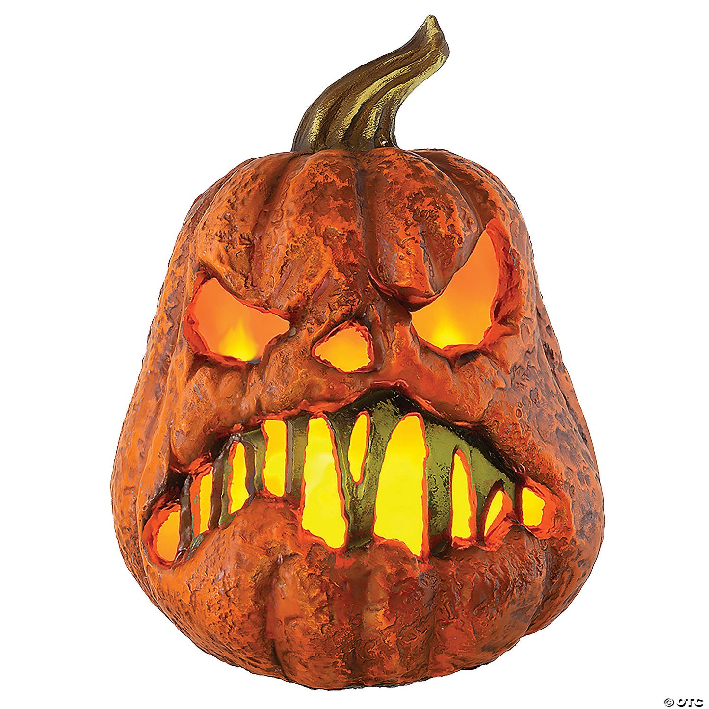 8" Rotten Flaming Pumpkin™ With Timer Style B Halloween Decoration