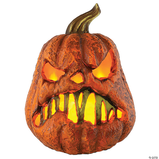 8" Rotten Flaming Pumpkin™ With Timer Style B Halloween Decoration