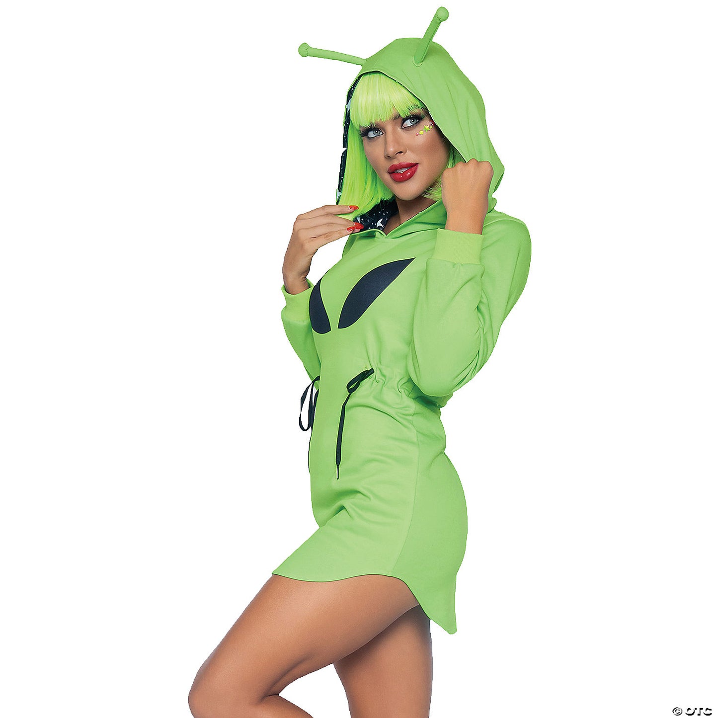 Adults Green Alien Hoodie Dress