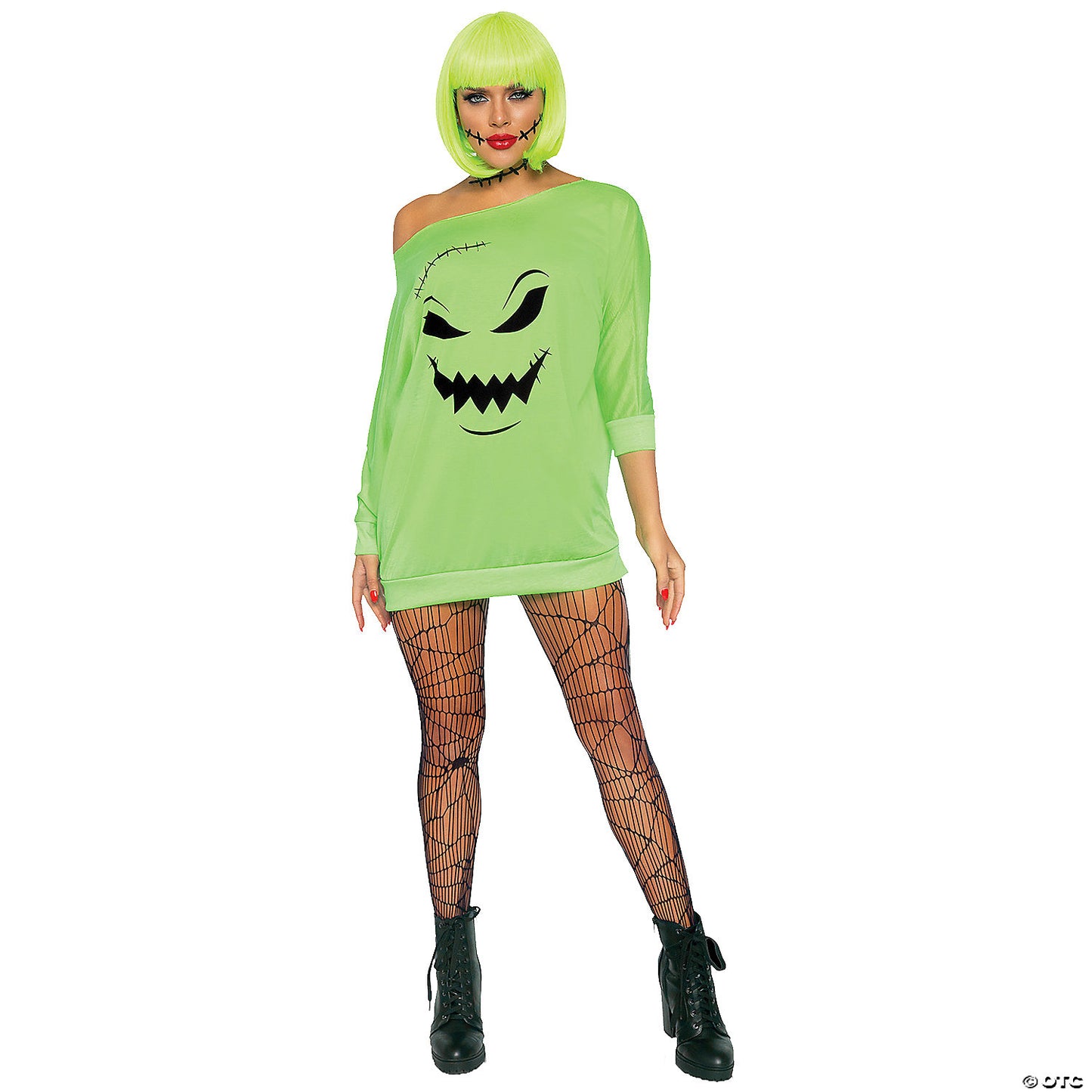 Adults Green Spooky Jersey Dress - Small