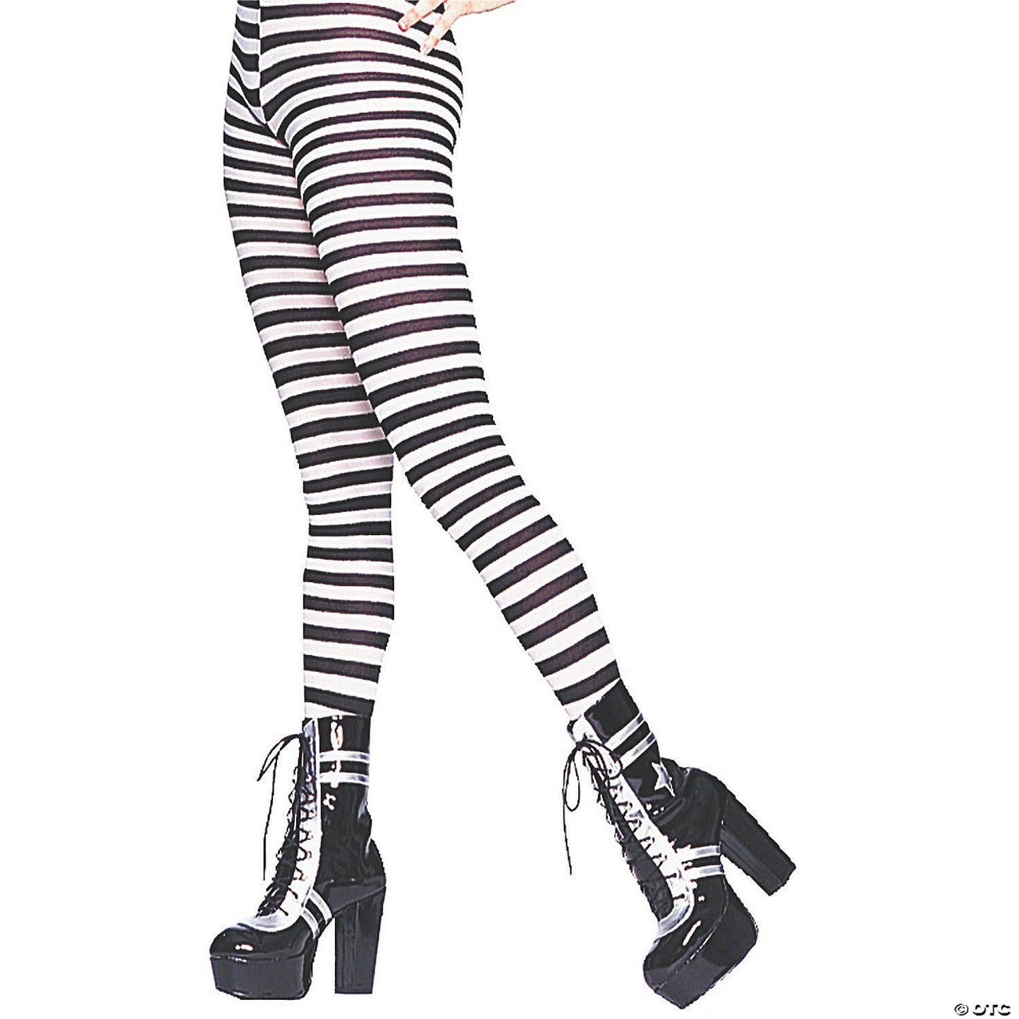 Tights Striped Bk/wt Plus