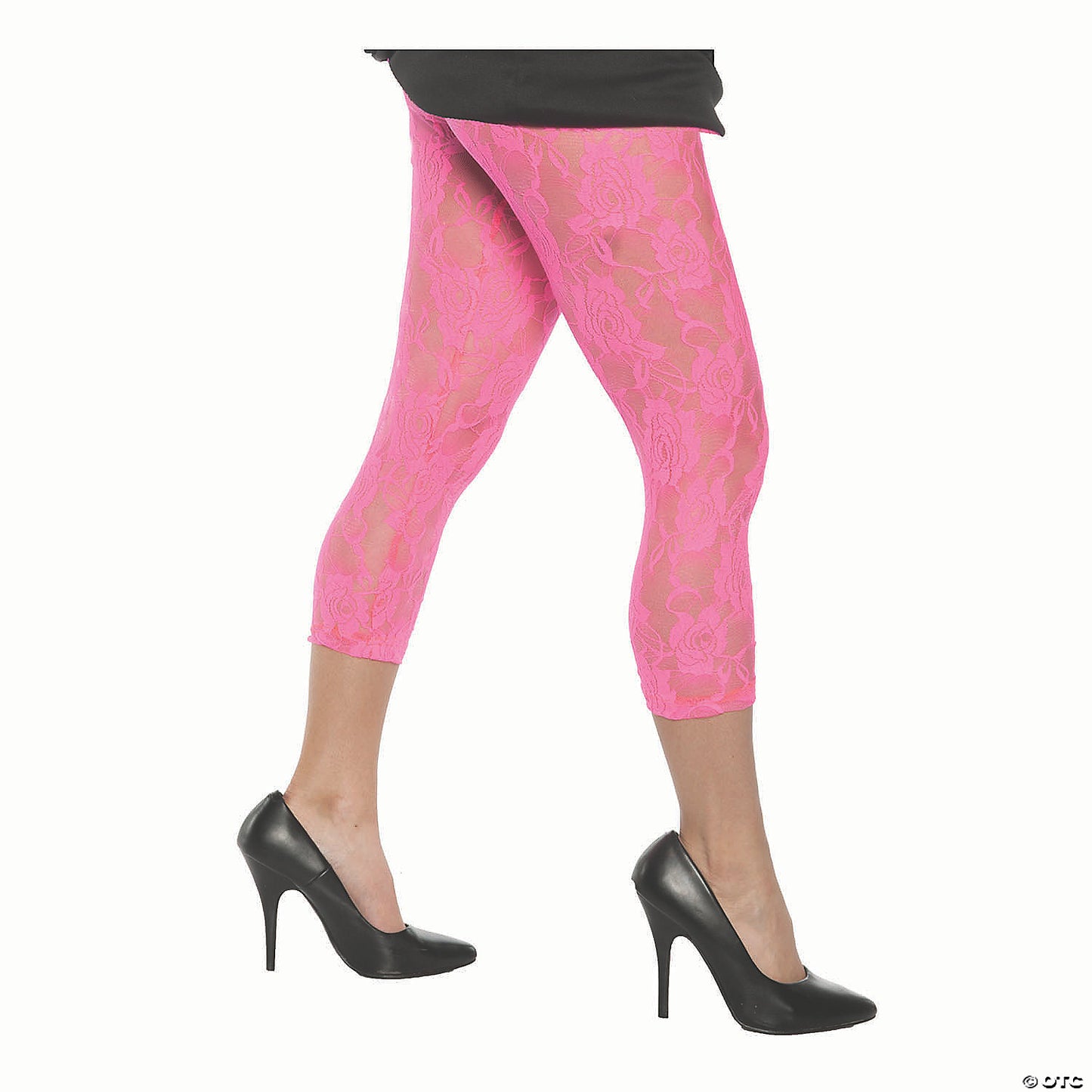 Adults Neon Pink Lace Leggings - XL