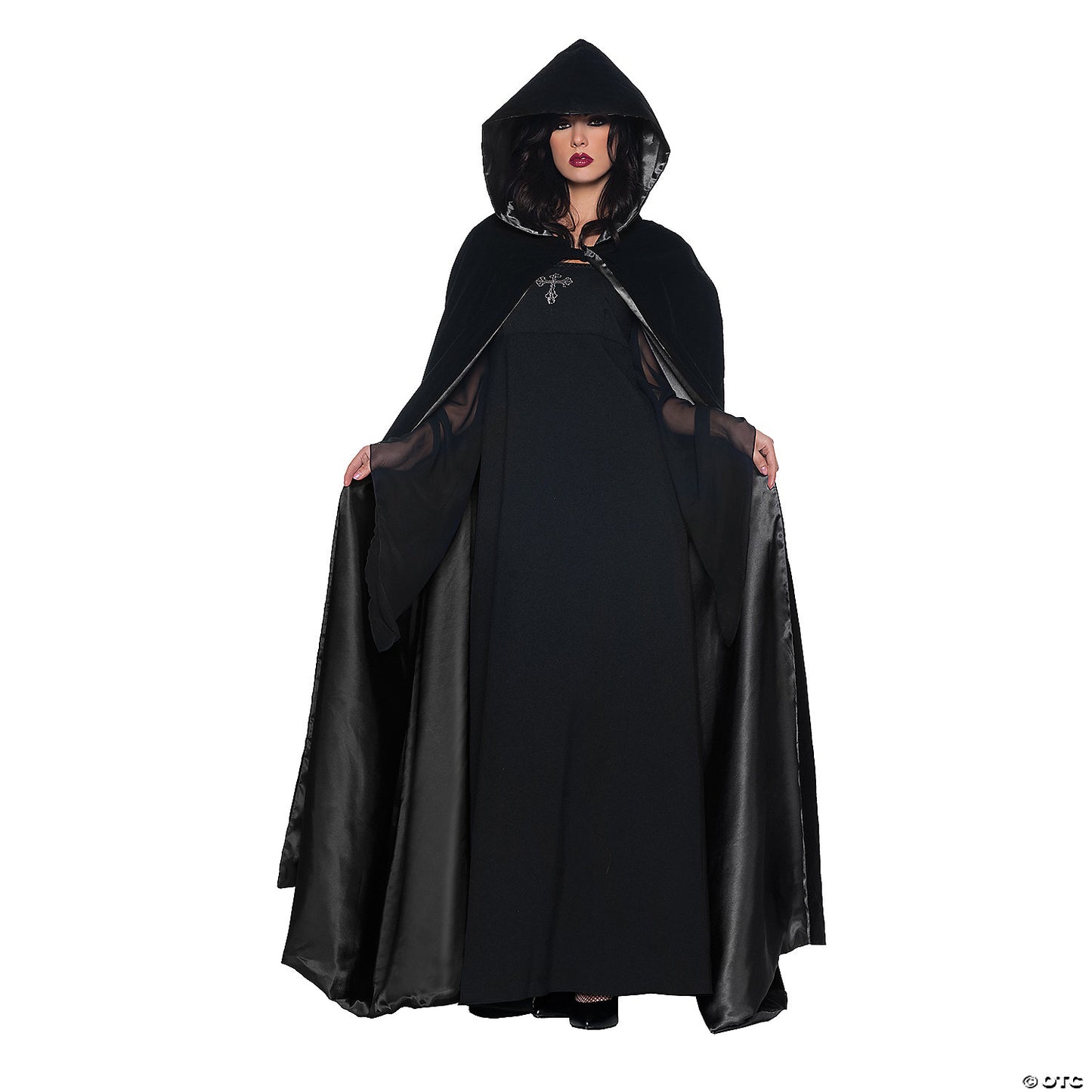 Women's Deluxe Black Velvet Cape