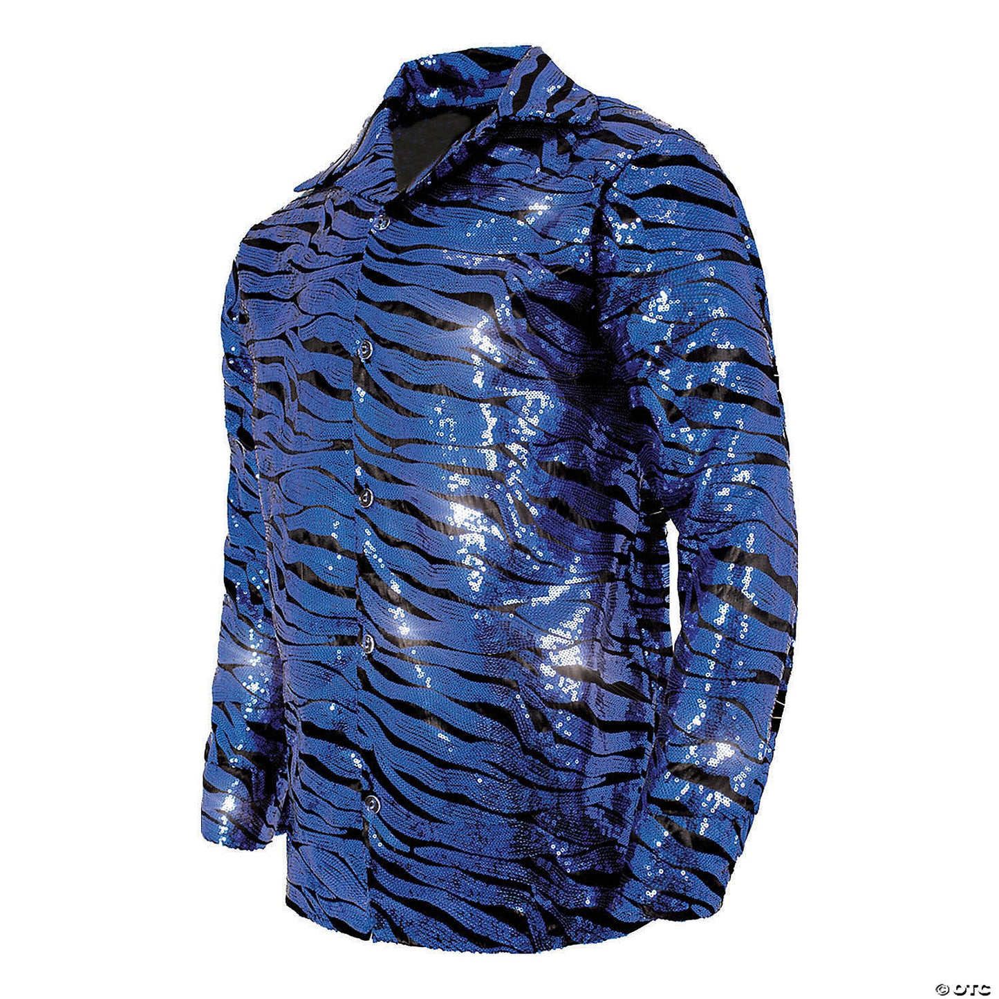 Adults Blue Sequin Tiger Shirt - XXL