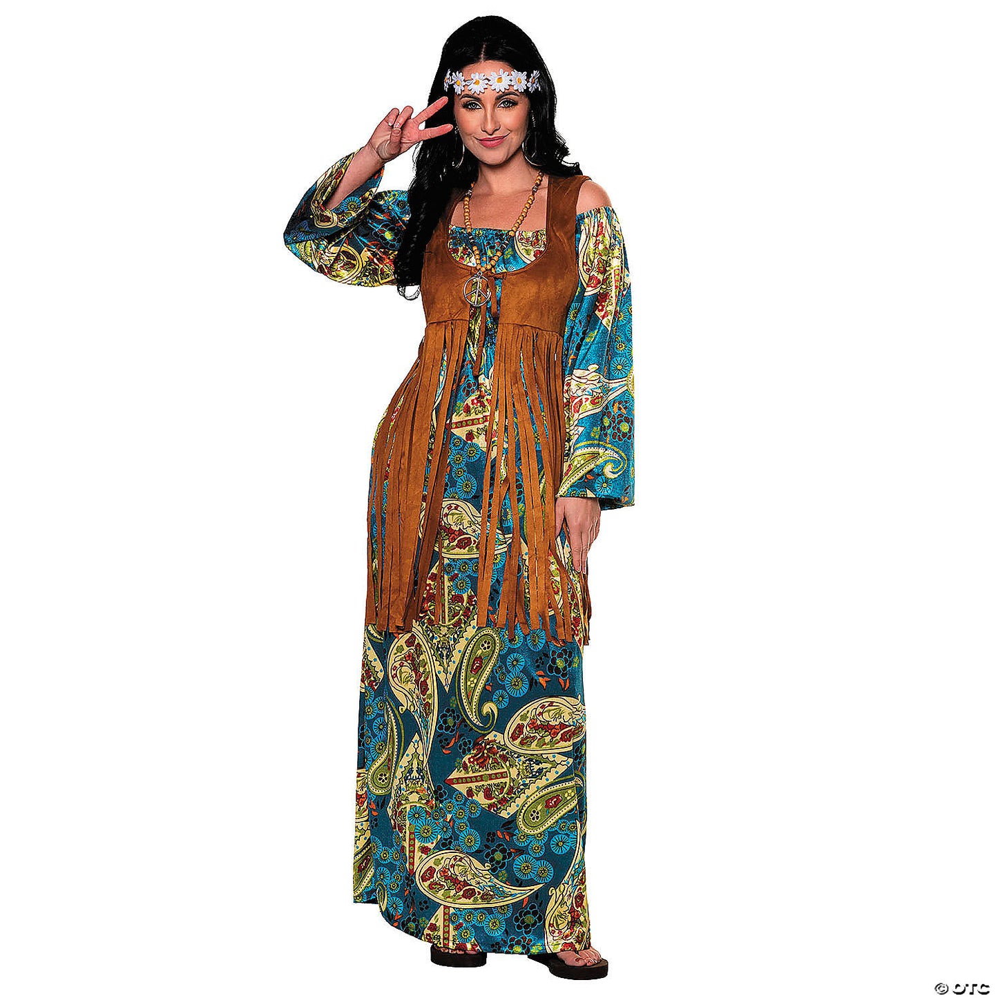 Women's Bohemian Hippie Dress Costume - Large 12-14